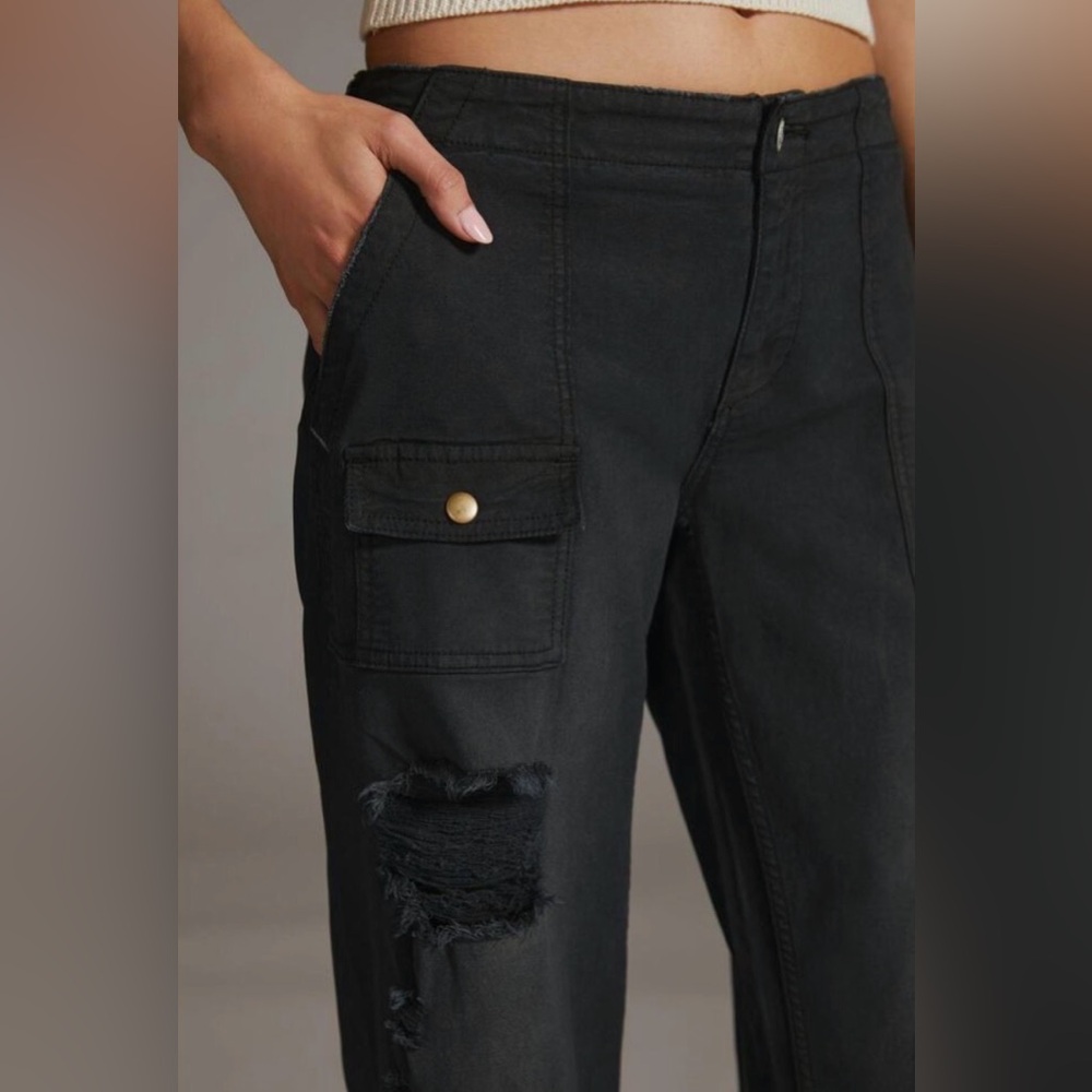 Pilcro Black Low Rise Distressed Pants - Picture 3 of 16